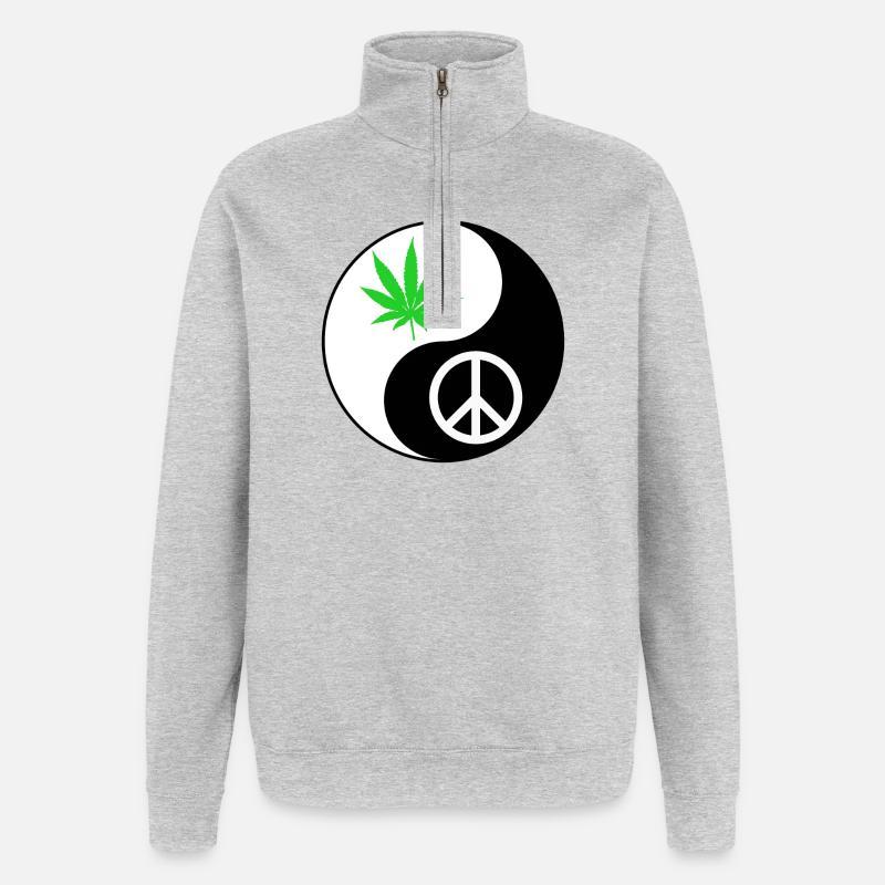 YinYang Frieden Blatt Design - Quarter-Zip-Sweatshirt - Grau meliert