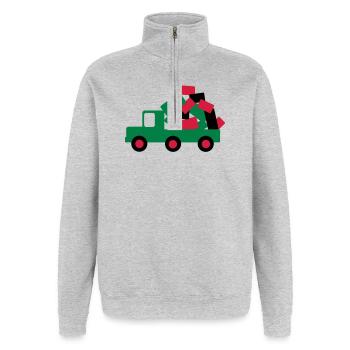 auto lkw umzug - Quarter-Zip-Sweatshirt - Grau meliert - Vorne - AI Model Female 172 light (172cm) & AI Model Male 178 dark (178cm)