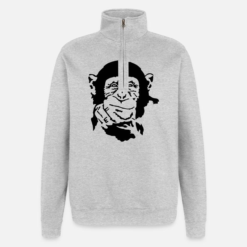 Affe - Quarter-Zip-Sweatshirt - Grau meliert