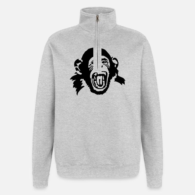 Affe - Quarter-Zip-Sweatshirt - Grau meliert