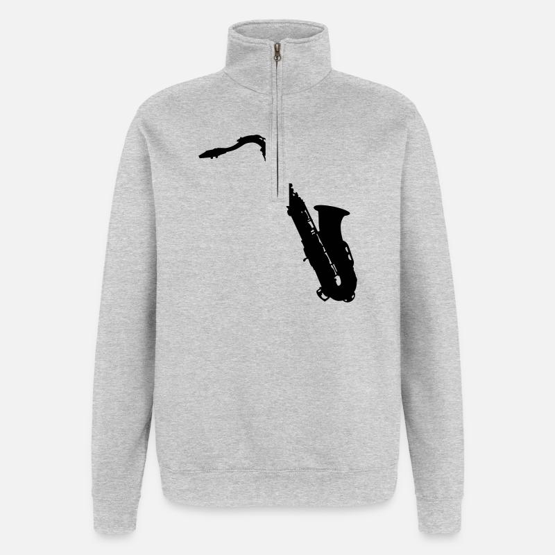 saxophone - Quarter-Zip Sweatshirt - heather grey