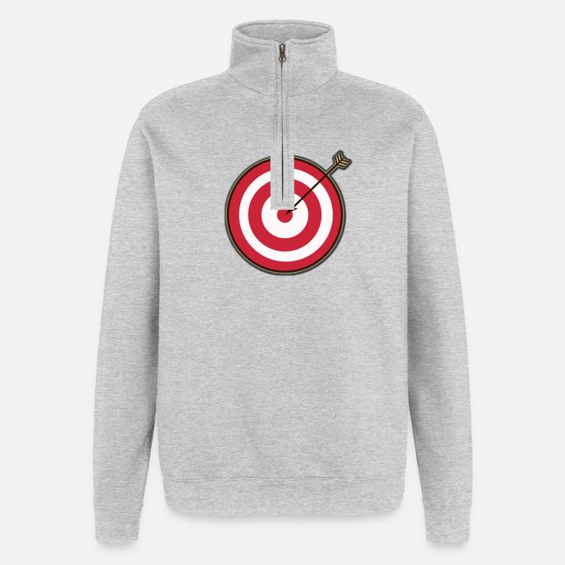 Flèche cible touchée - Sweat à zip 1/4 - gris chiné