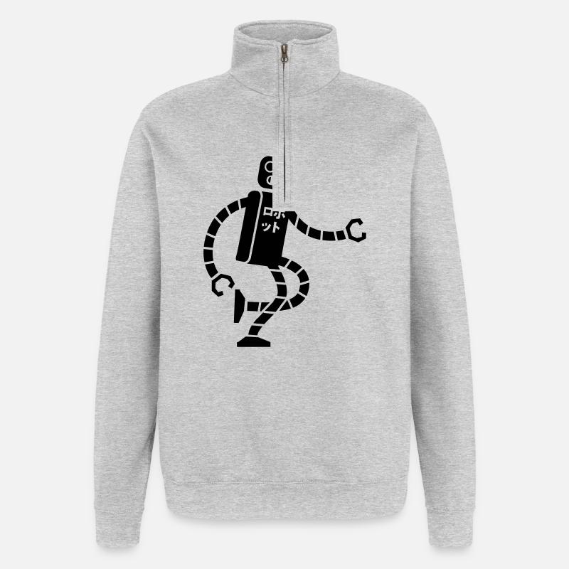 robot - Sweat à zip 1/4 - gris chiné