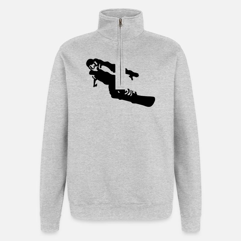 snowboarder - Sweat à zip 1/4 - gris chiné