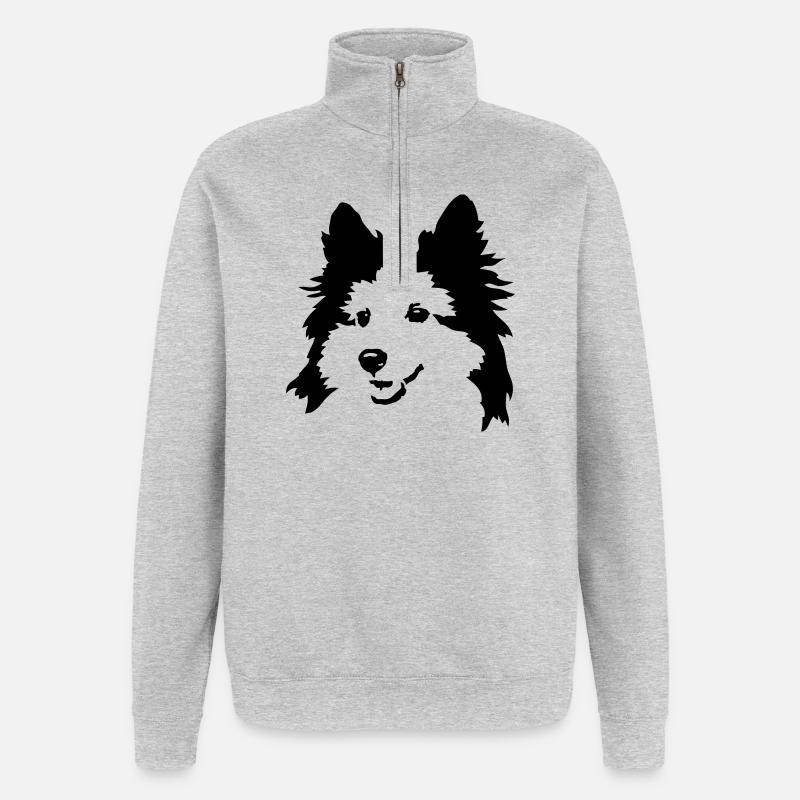 Hund - Quarter-Zip-Sweatshirt - Grau meliert