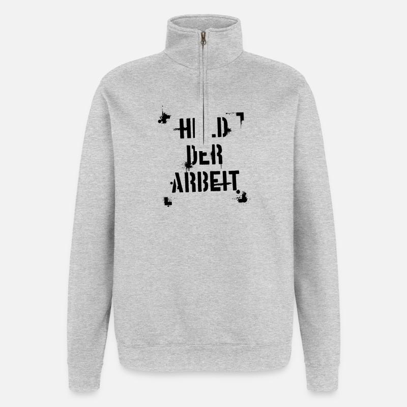Held der Arbeit - schwarz - Quarter-Zip-Sweatshirt - Grau meliert