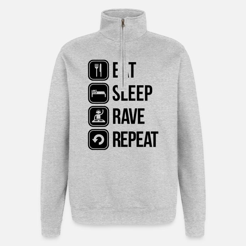 eat sleep rave repeat - Sweat à zip 1/4 - gris chiné