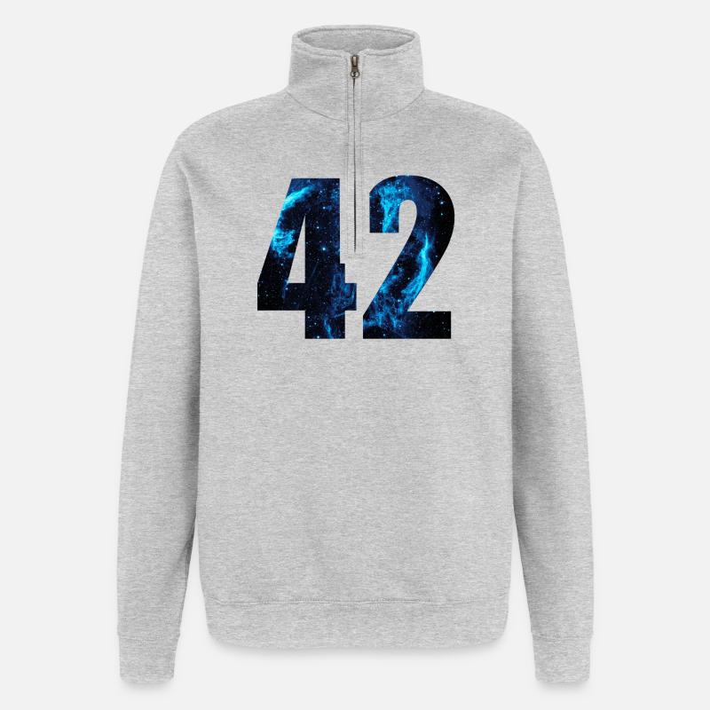 42 - Sweat à zip 1/4 - gris chiné