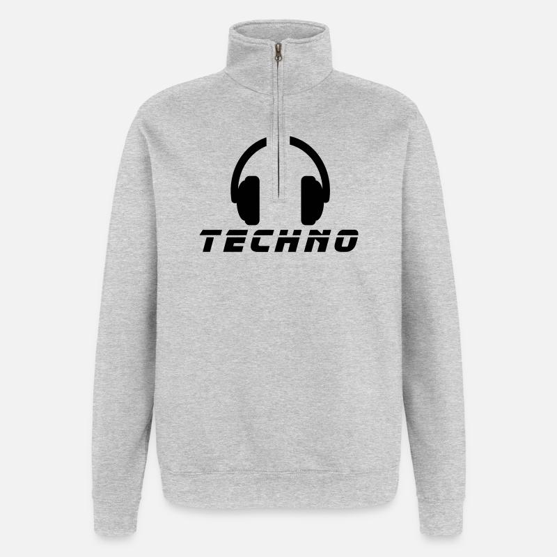 Techno Music - Quarter-Zip-Sweatshirt - Grau meliert