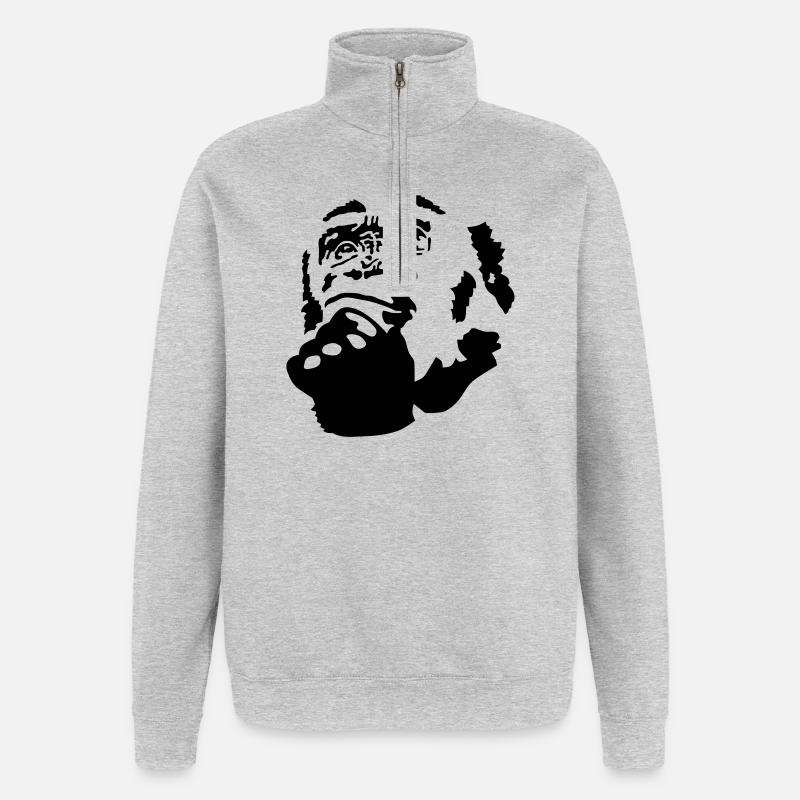 singe - Sweat à zip 1/4 - gris chiné