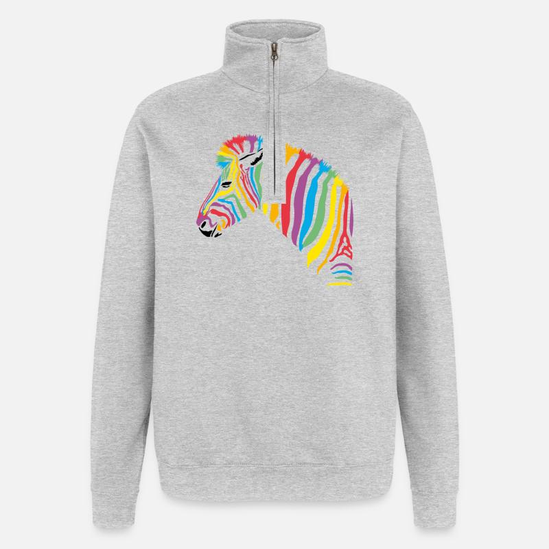 rainbow zebra - Quarter-Zip-Sweatshirt - Grau meliert