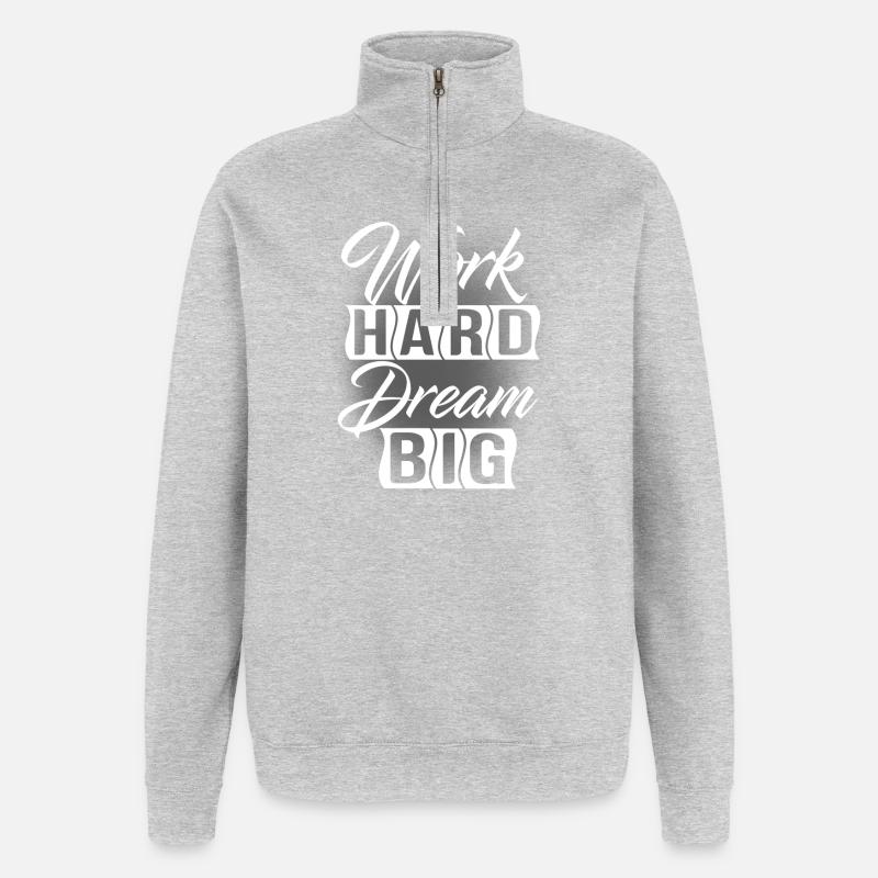 Work Hard Dream Big - Sweat à zip 1/4 - gris chiné