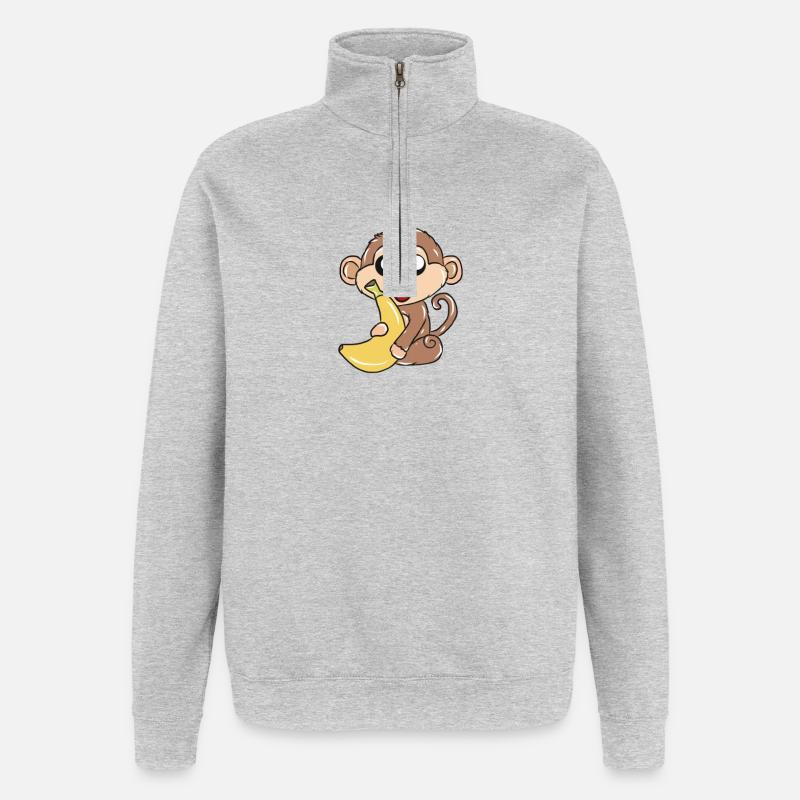 monkey - Quarter-Zip Sweatshirt - heather grey