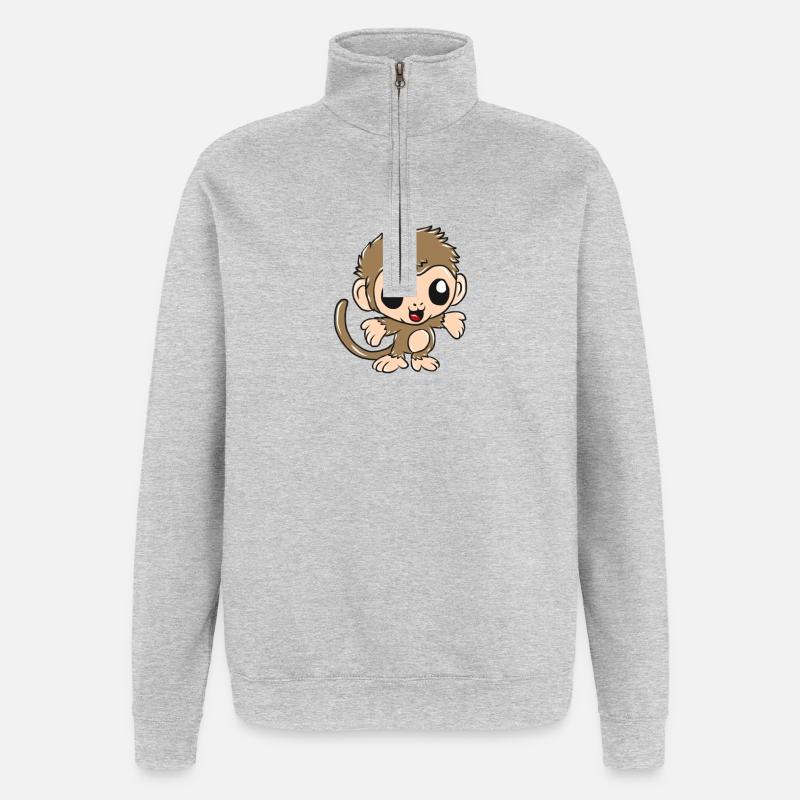 monkey - Quarter-Zip Sweatshirt - heather grey