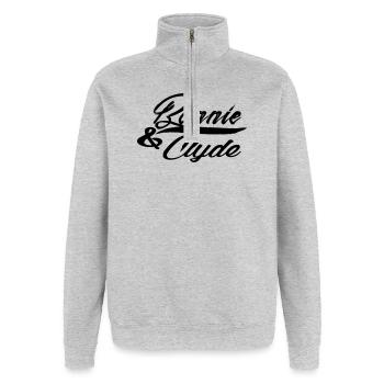 bonnie und clyde - Quarter-Zip-Sweatshirt - Grau meliert - Vorne - AI Model Female 172 light (172cm) & AI Model Male 178 dark (178cm)