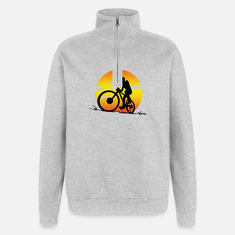Coucher de soleil VTT - Sweat à zip 1/4 - gris chiné