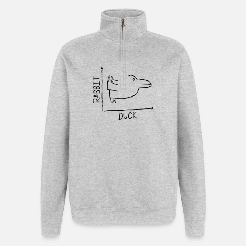 Rabbit Duck - Quarter-Zip Sweatshirt - heather grey
