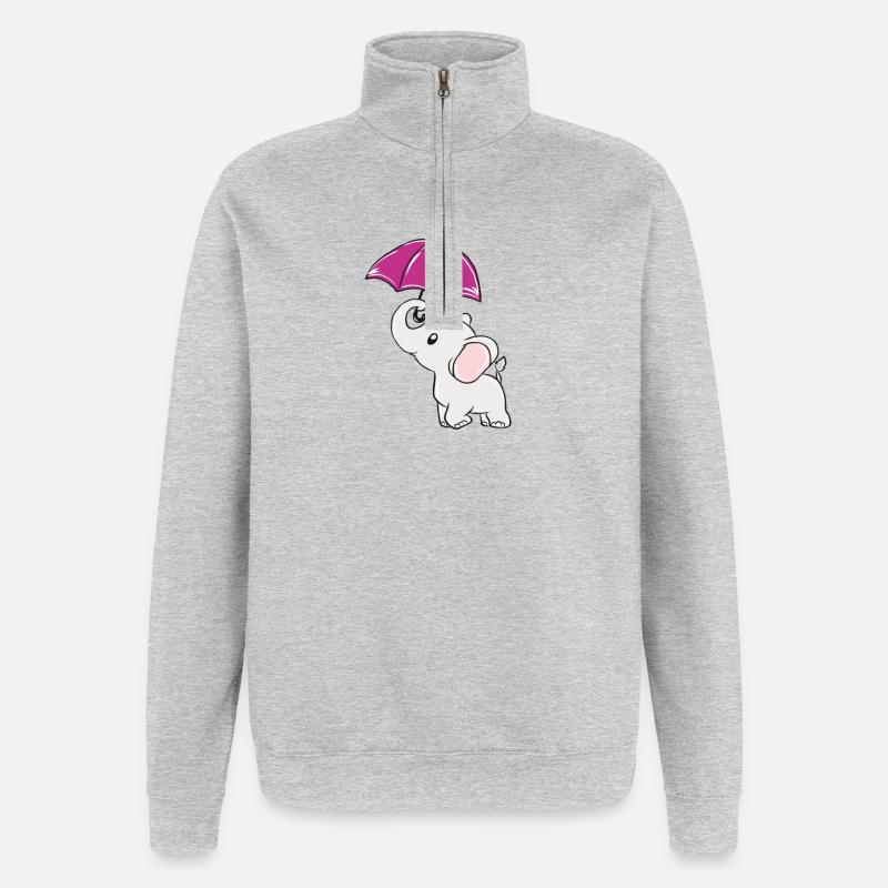 Elefant - Quarter-Zip-Sweatshirt - Grau meliert