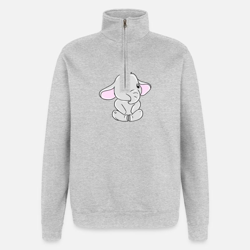 Elefant - Quarter-Zip-Sweatshirt - Grau meliert
