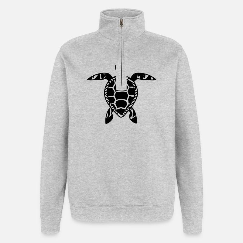 Une tortue de mer - Sweat à zip 1/4 - gris chiné