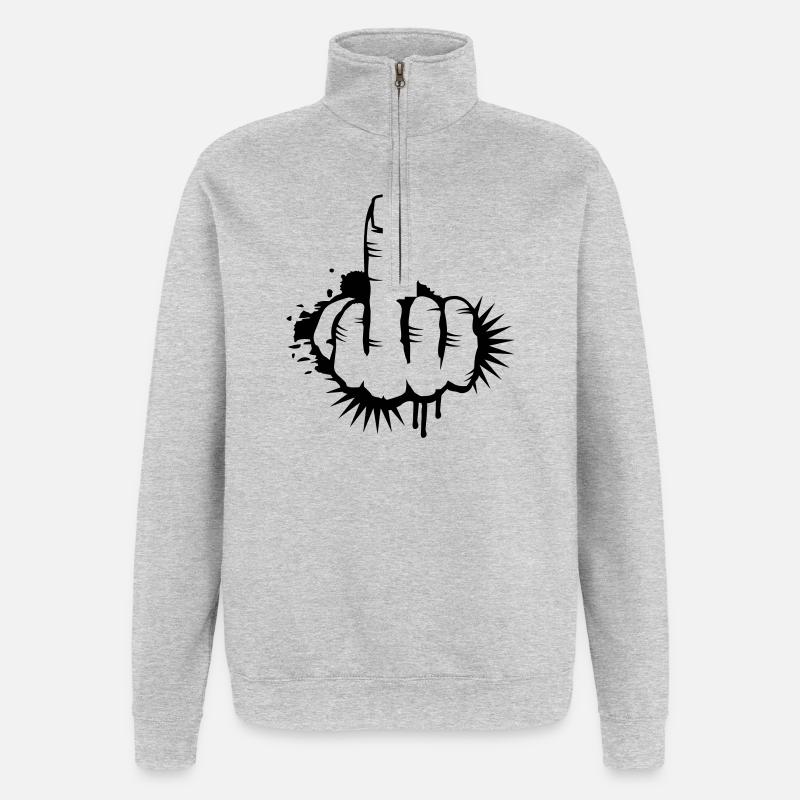 Le doigt d'honneur graffiti - Sweat à zip 1/4 - gris chiné