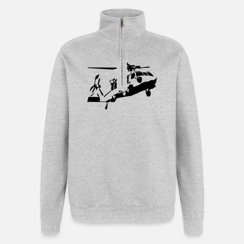 Hubschrauber - Quarter-Zip-Sweatshirt - Grau meliert