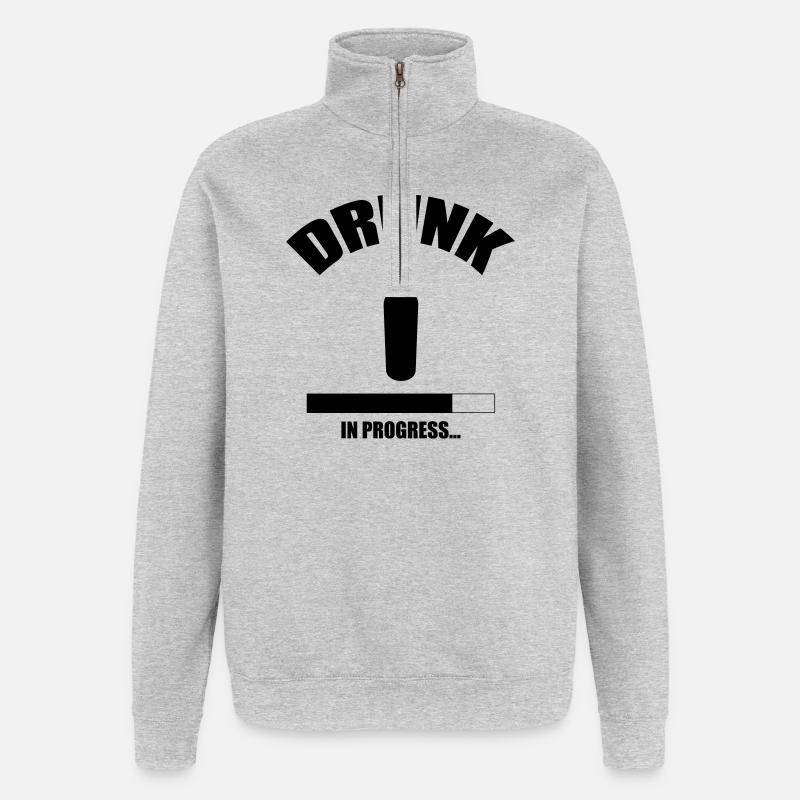 Drunk in progress... - Sweat à zip 1/4 - gris chiné