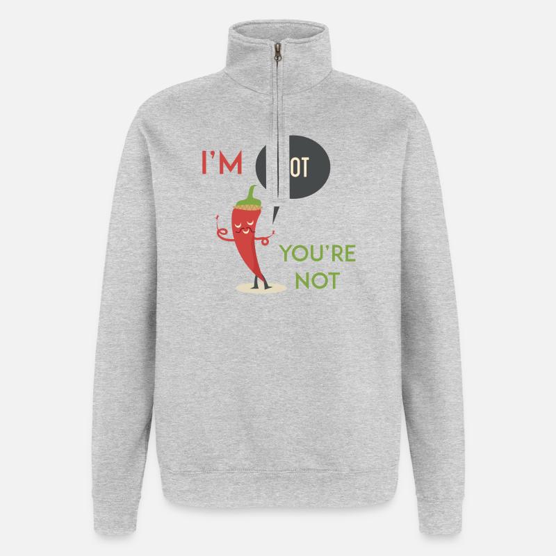 Je suis chaud tu n'es pas - Sweat à zip 1/4 - gris chiné