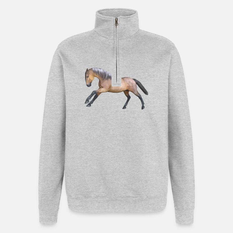 Conception énergique du cheval de galop - Sweat à zip 1/4 - gris chiné