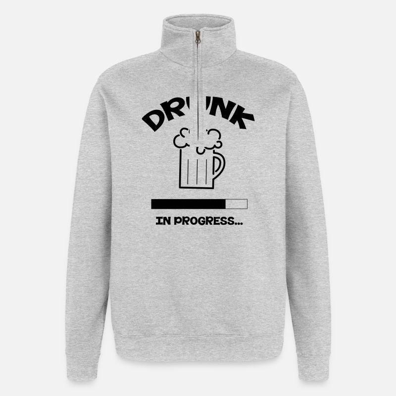 Drunk in progress... - Sweat à zip 1/4 - gris chiné