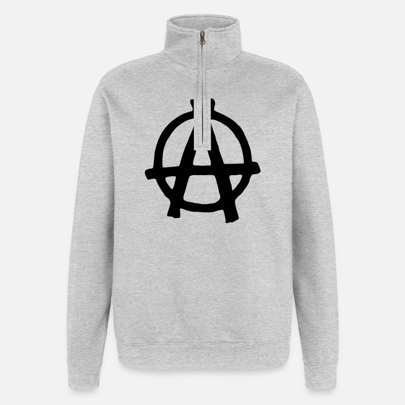 Anarchy - Sweat à zip 1/4 - gris chiné