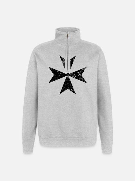 Maltese cross Maltese cross malteser Kreuz - Quarter-Zip Sweatshirt - heather grey