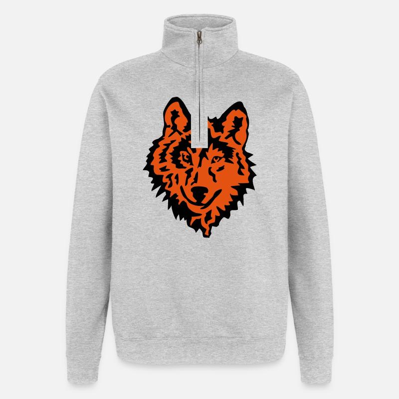 wolf - Quarter-Zip Sweatshirt - heather grey