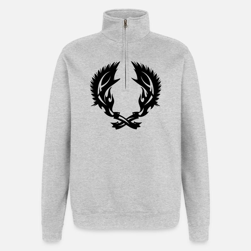 Wing fire emblem - Quarter-Zip Sweatshirt - heather grey