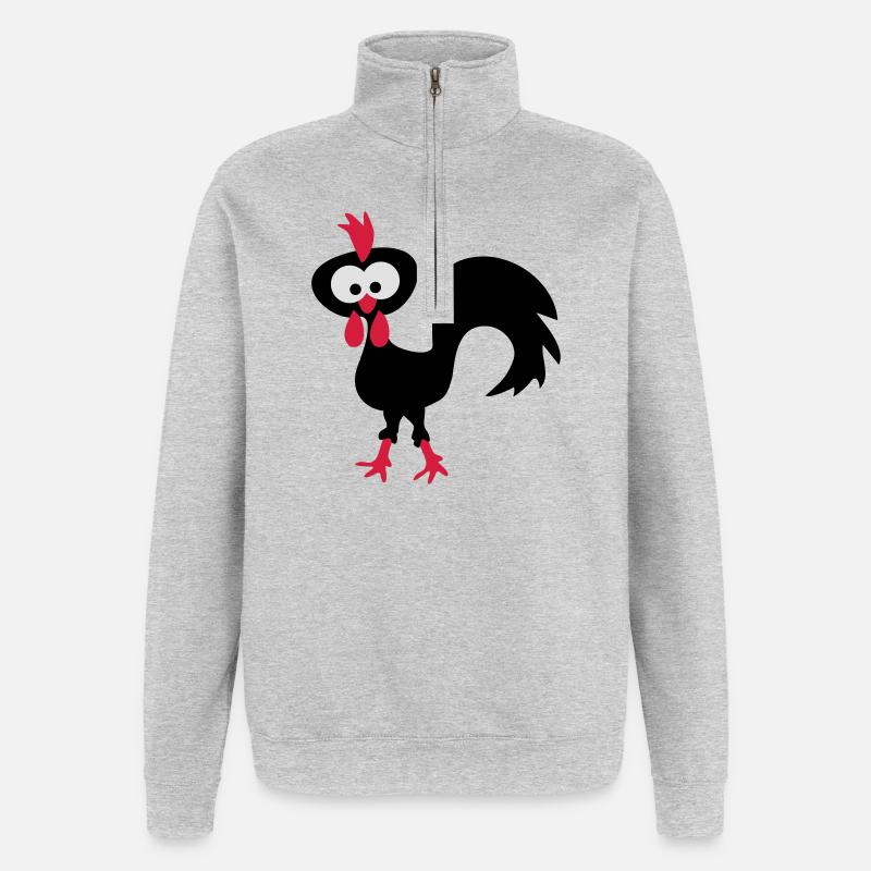hahn vogel lustig - Quarter-Zip-Sweatshirt - Grau meliert