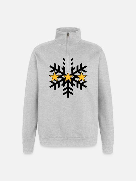 Skiing ! - Quarter-Zip-Sweatshirt - Grau meliert