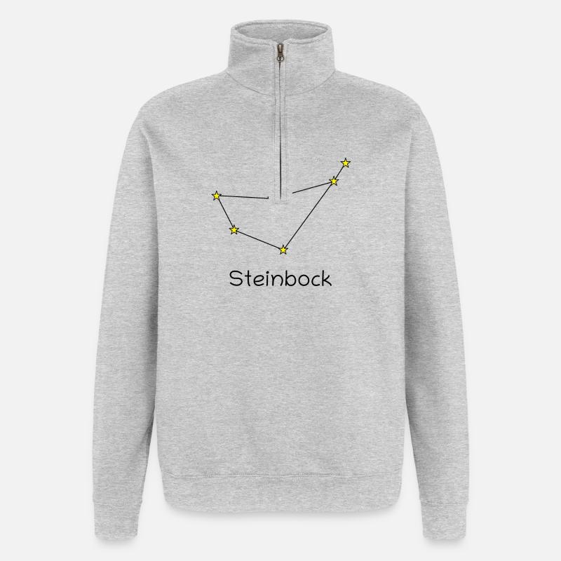 Sternzeichen Steinbock - Quarter-Zip-Sweatshirt - Grau meliert