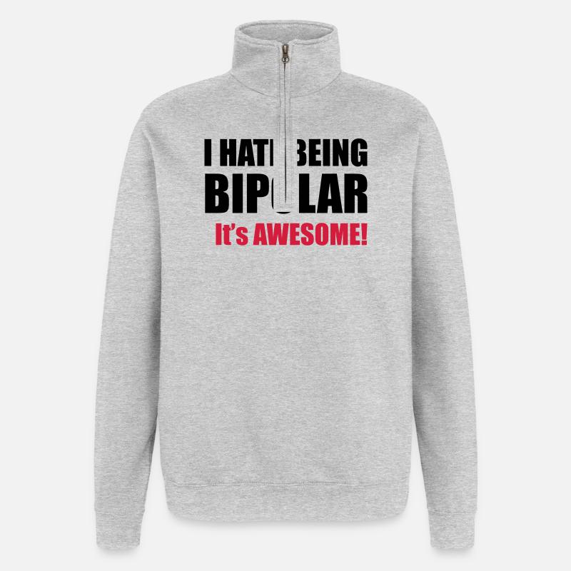 Bipolar - Sweat à zip 1/4 - gris chiné