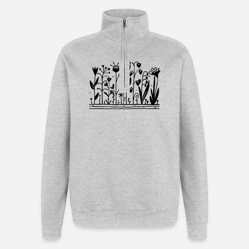 Garten Glück - Quarter-Zip-Sweatshirt - Grau meliert