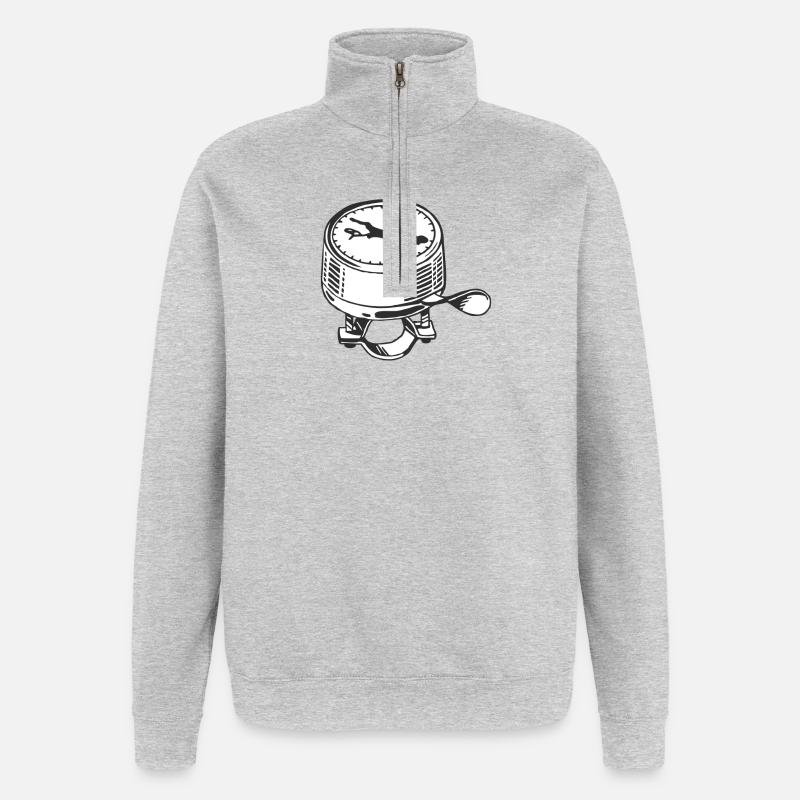 Fahrradklingel mit Bodensee Motiv - Quarter-Zip-Sweatshirt - Grau meliert