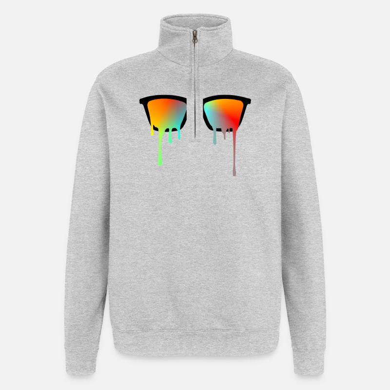 Lunettes de soleil - Sweat à zip 1/4 - gris chiné