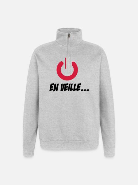 En veille - Sweat à zip 1/4 - gris chiné