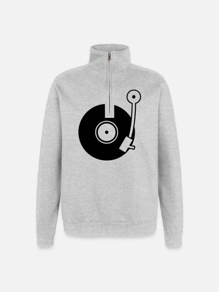 Turntable - Vinyl Schallplattenspieler - Quarter-Zip Sweatshirt - heather grey