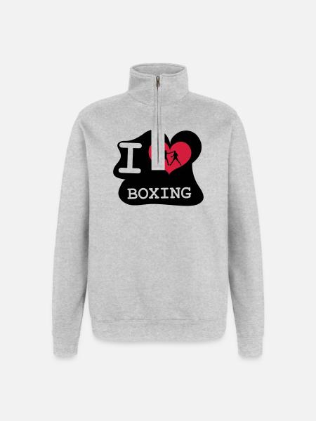 I Love Boxing - Quarter-Zip Sweatshirt - heather grey