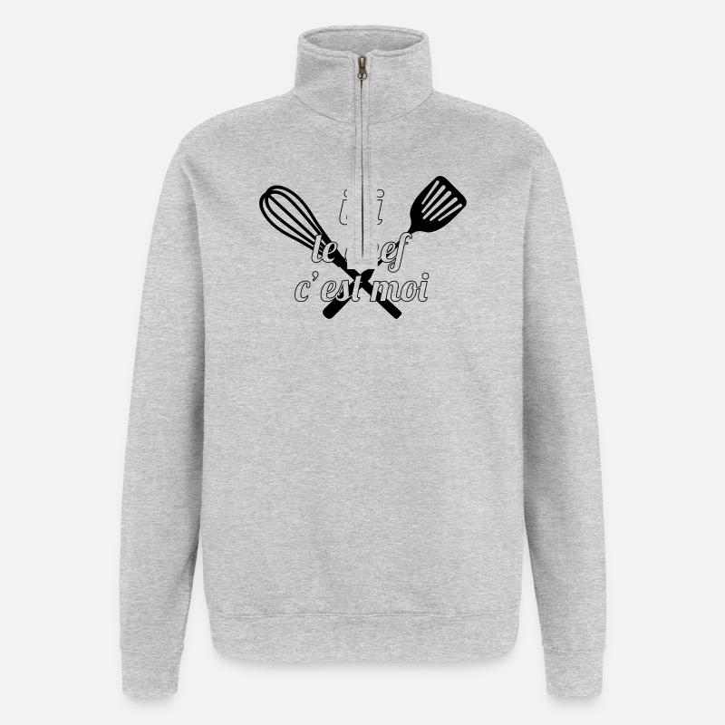 Ici le Chef, c'est moi ! - Sweat à zip 1/4 - gris chiné