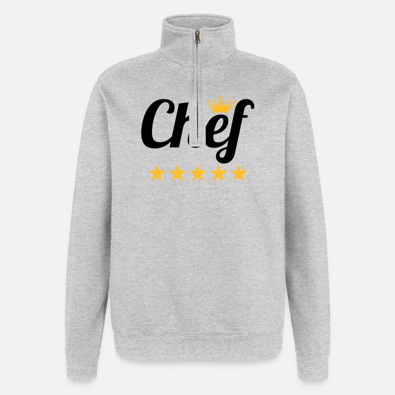 Chef - Sweat à zip 1/4 - gris chiné