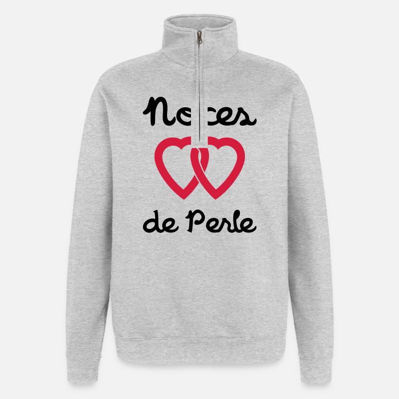 Noces de Perle - Sweat à zip 1/4 - gris chiné