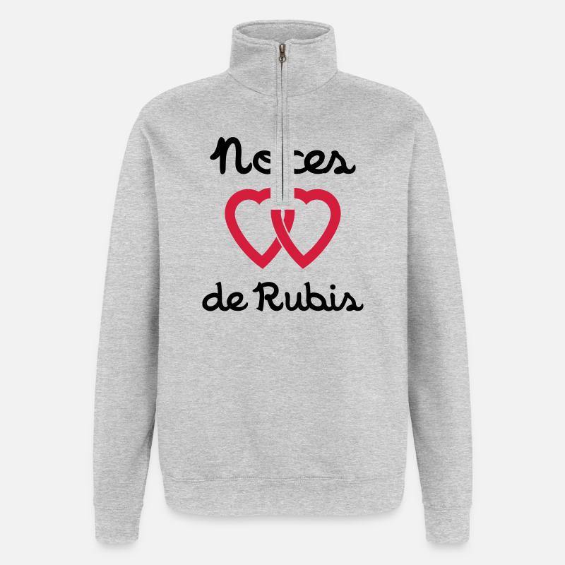 Noces de Rubis - Sweat à zip 1/4 - gris chiné