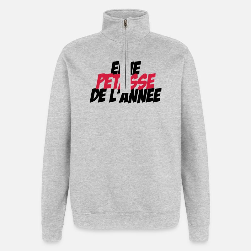 Elu Pétasse de l'année ! - Sweat à zip 1/4 - gris chiné