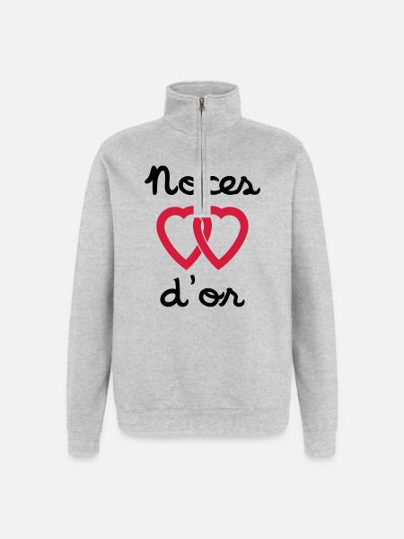 Noces d'or - Sweat à zip 1/4 - gris chiné